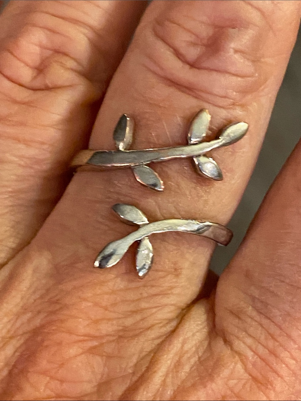 Vintage 925 Sterling Silver Leaf Branch Wrap Ring Adjustable Size 10